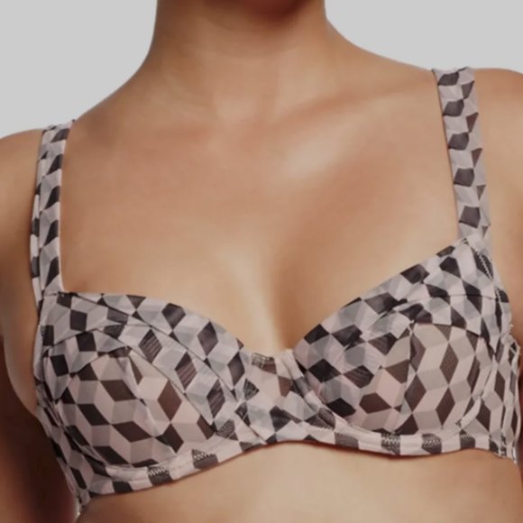 Chantal Thomass Tulle Underwire Bra, Pink, Purple, Nude Sheer, Women's Size 32C - Picture 1 of 6